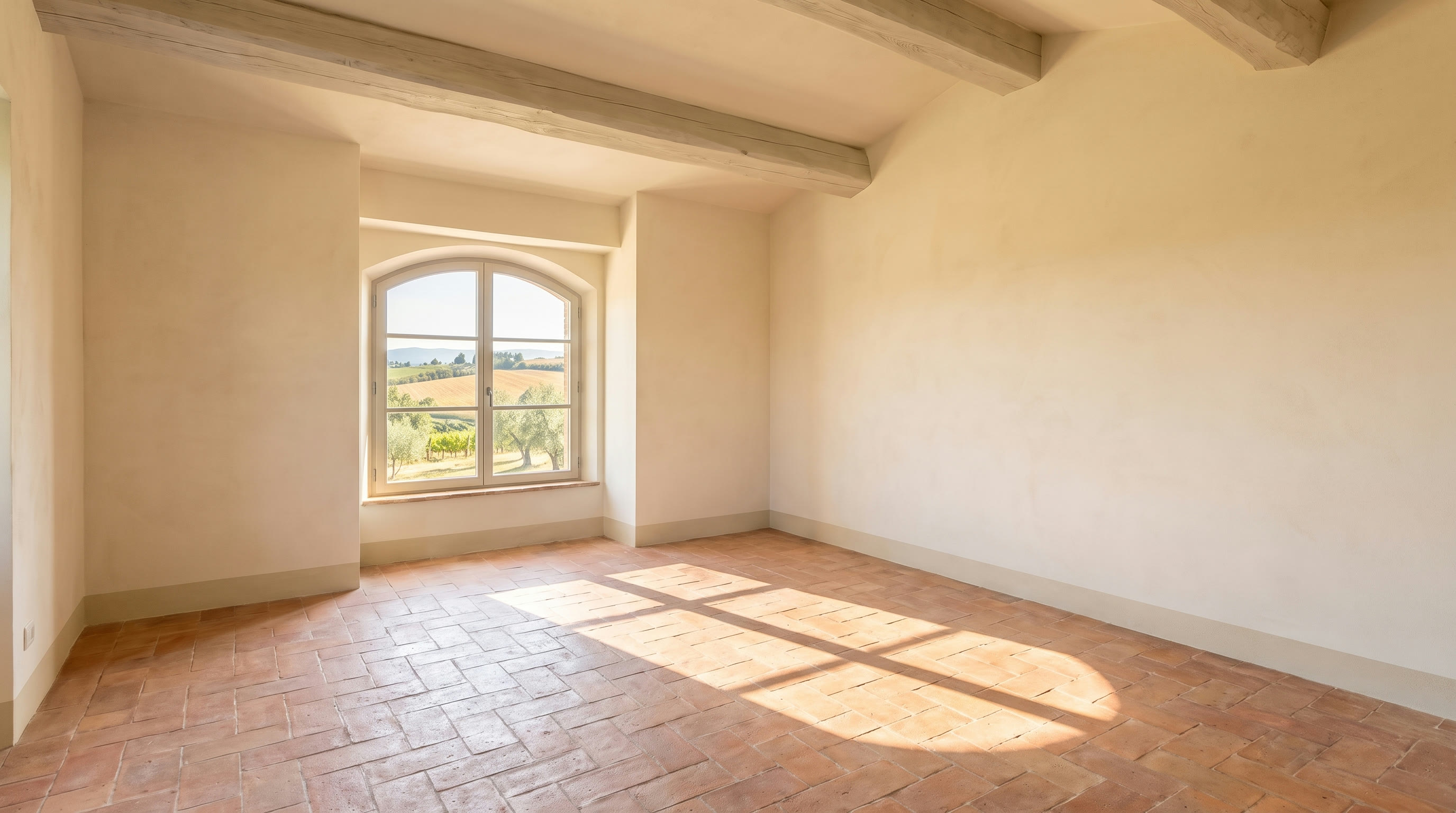 Master bedroom as found — empty, freshly renovated